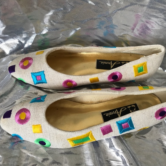 Annie Shoes - Embroidery Slipon Canvas Flats Shoes Sneakers Wedg